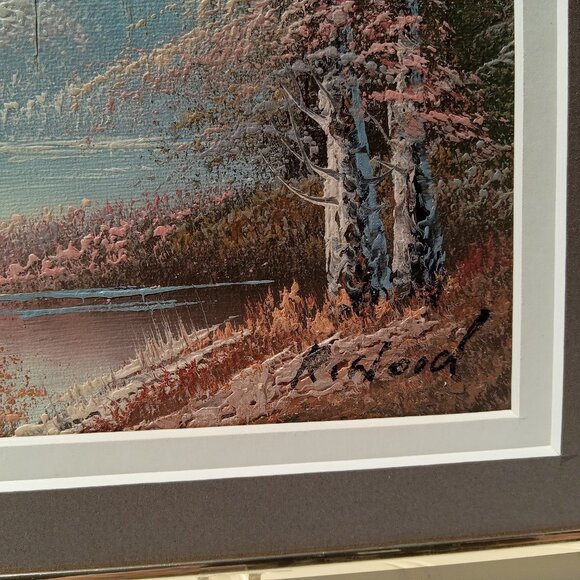 MCM Oil Paintings Mountain Art Set of 2 Signed by the Artist Textured Framed Vtg - Picture 10 of 15